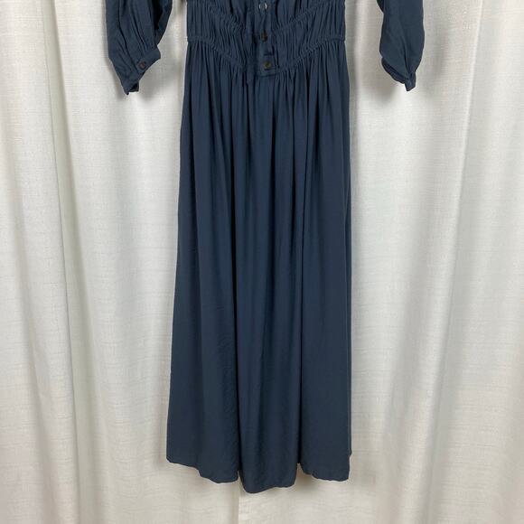 Madewell Dark Baltic Blue Gray Twill Sophia Midi Dress Sz.S - Picture 8 of 16